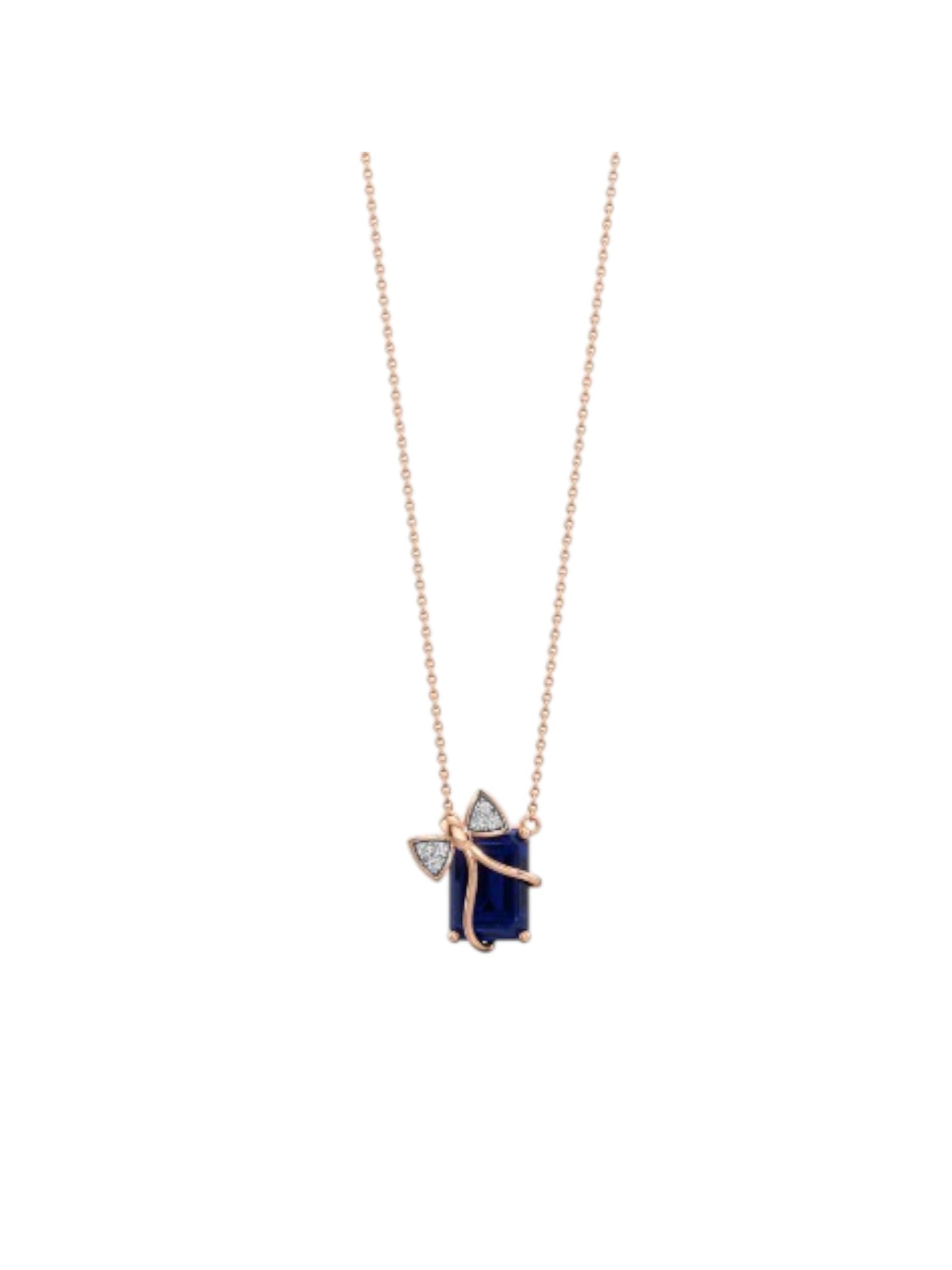 925 Sterling Silver Stylish Design CZ Stones Rose Gold Plated Pendant With Chain For Women By Kesardeep